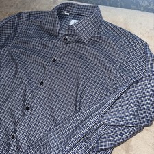 Eton Sweden Contemporary Fit Blue Plaid Dress Shirt Mens 16 41 Long Sleeve Large