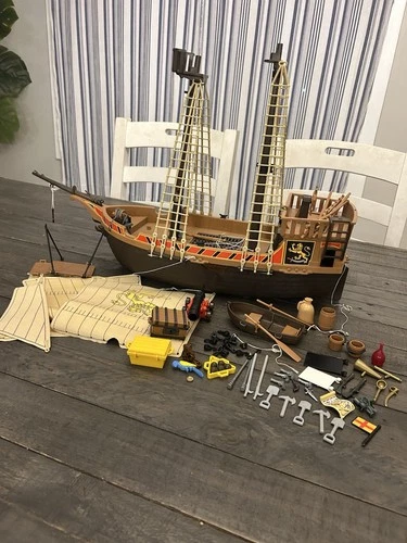 Playmobil 3750 Pirate Ship Boat Vintage Toy Incomplete Set