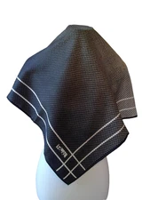 Vintage Paoli 23"sq. Black/Beige Polka Dot scarf