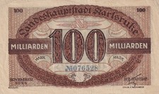 Karlsruhe - Stadt - 100 Milliarden Mark - No KN 6st - Keller 2582.i.