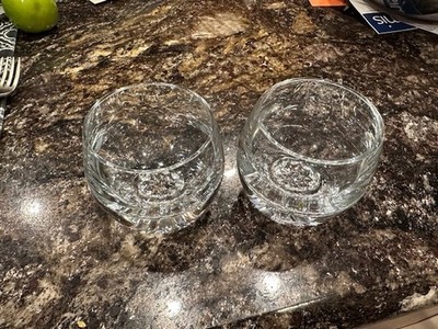 VTG 2 Luxury Krosno Poland Bottom Heavy Whiskey Rocks Crystal Glass Glasses