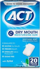 ACT Dry Mouth Gum, 20 Pieces, Sugar-Free, Xylitol, Soothing Mint Flavor