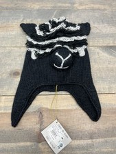 Classic Alpaca Kids Winter Hat Alpaca Blend Black White New with Tags FLAW 