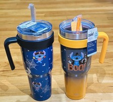 Zak Designs 40oz Stitch Halloween Straw Handle Tumbler set of 2