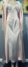 Vtg Victoria's Secret Peach Lace Satin Nightgown Robe M L Read