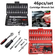 46pcs Socket Wrench Set 14 Drive Ratchet Metric Tool Kit For Garage 46pcs Socket Wrench Set 14 Drive Ratchet Metric Tool Kit For Garage
