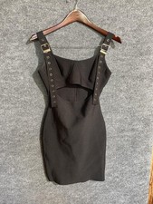 Fashion Nova Dress Womens Small Black Bodycon Cutout Buckle Strap Mini Party