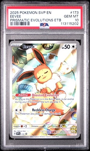 2025 Pokemon PSA 10 Gem Mint SVP EN Eevee #173 Prismatic Evolutions ETB Promo