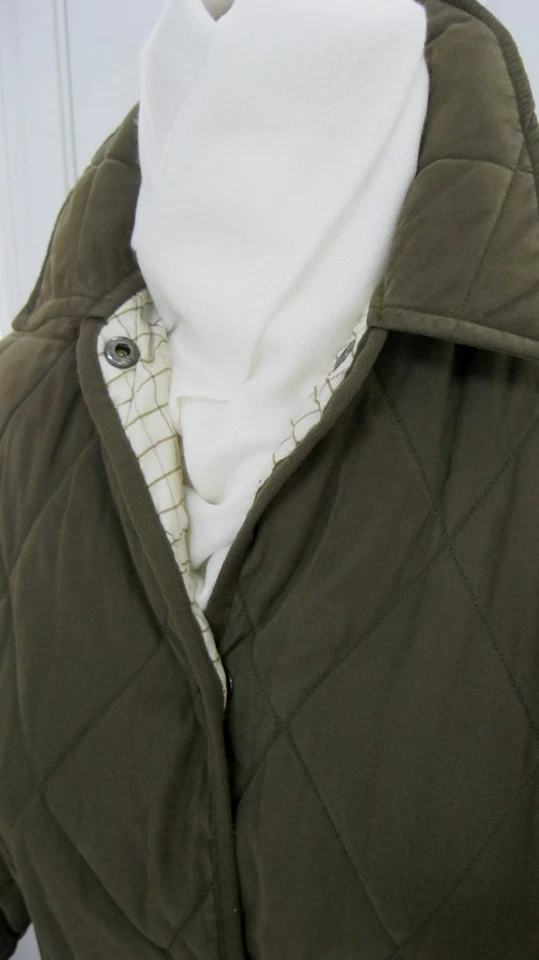 BARBOUR Olive-Green Microfibre Quilted Women's Jacket Snaps Size US 6 - Image 4 of 4