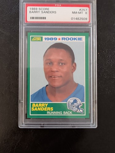 1989 SCORE #257 BARRY SANDERS ROOKIE RC PSA 8 Detroit Lions HOF