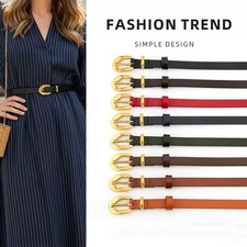 Real Leather Waist Belt Gold Alloy Pin Buckle Belt Women Jeans Casual Waistband