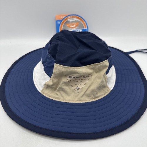 Columbia PFG Backcast Booney Sombrero Ala Completa Azul UPF 50 Talla Juvenil L/XL Nuevo