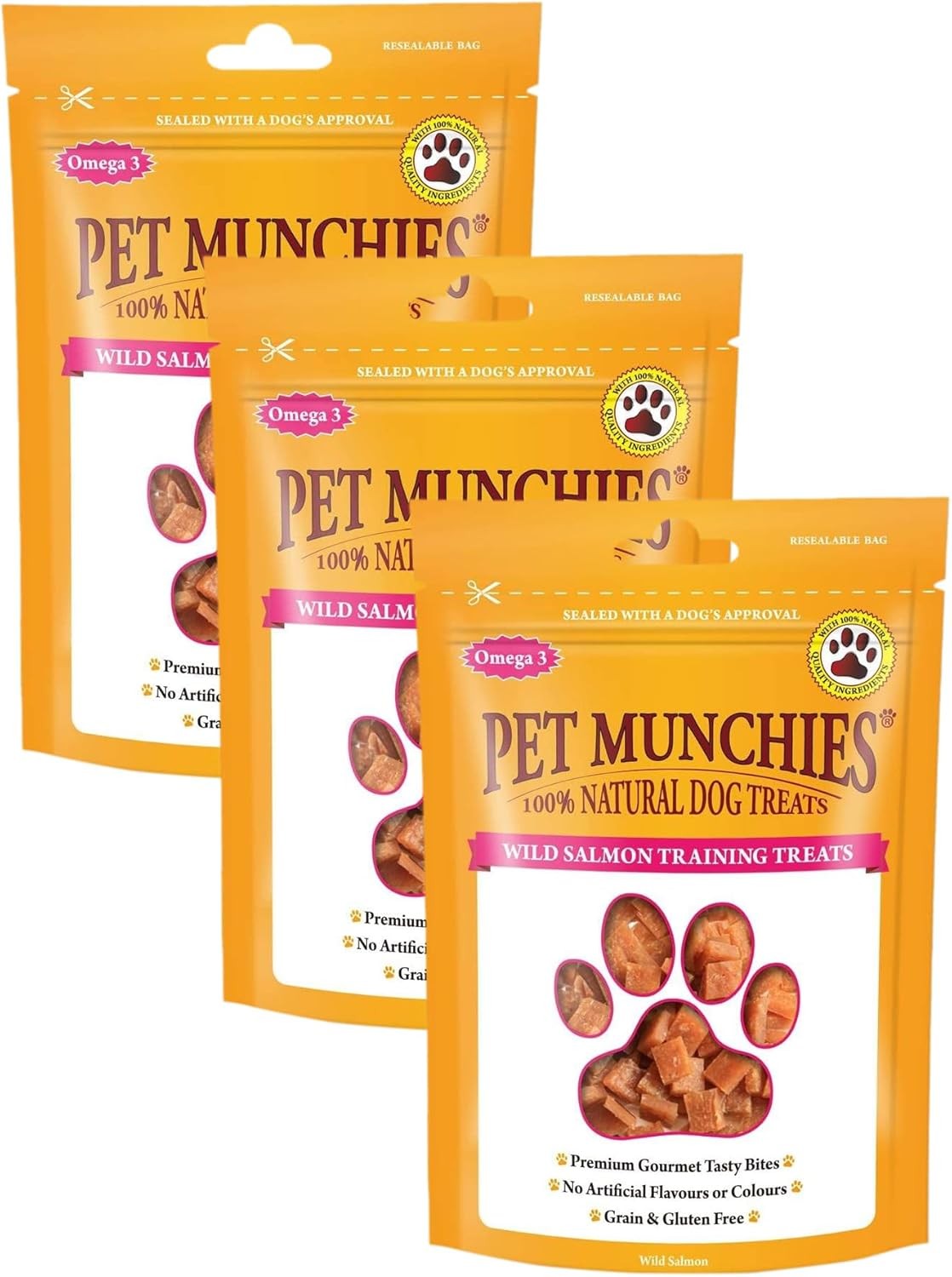 Pet Munchies Wild Salmon Dog Training Treats, Grain Free Tasty Bites with Natur