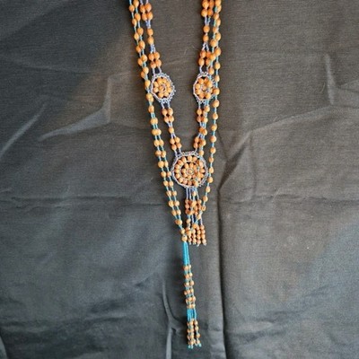 VTG Hand-Carved Peach Pit & Seed Bead Necklace Lot Folk Art Boho Jewelry