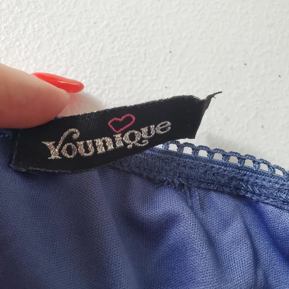 Falda caprichosa Y2K para mujer mediana azul pañuelo transparente dobladillo floral cachemira EE. UU. Foto 3 de 4