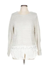 AB Studio Women Silver Pullover Sweater L