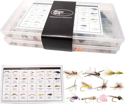 152pcs Fly Fishing Flies Kit Hand-Tied Dry Nymph Streamer Pattern ID Card Trout