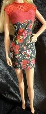 Barbie Sized Clothes- Red print Dress -Fits Barbie