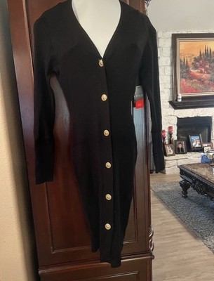 Little black winter dress With Good Buttons Size Large Women Bodycon