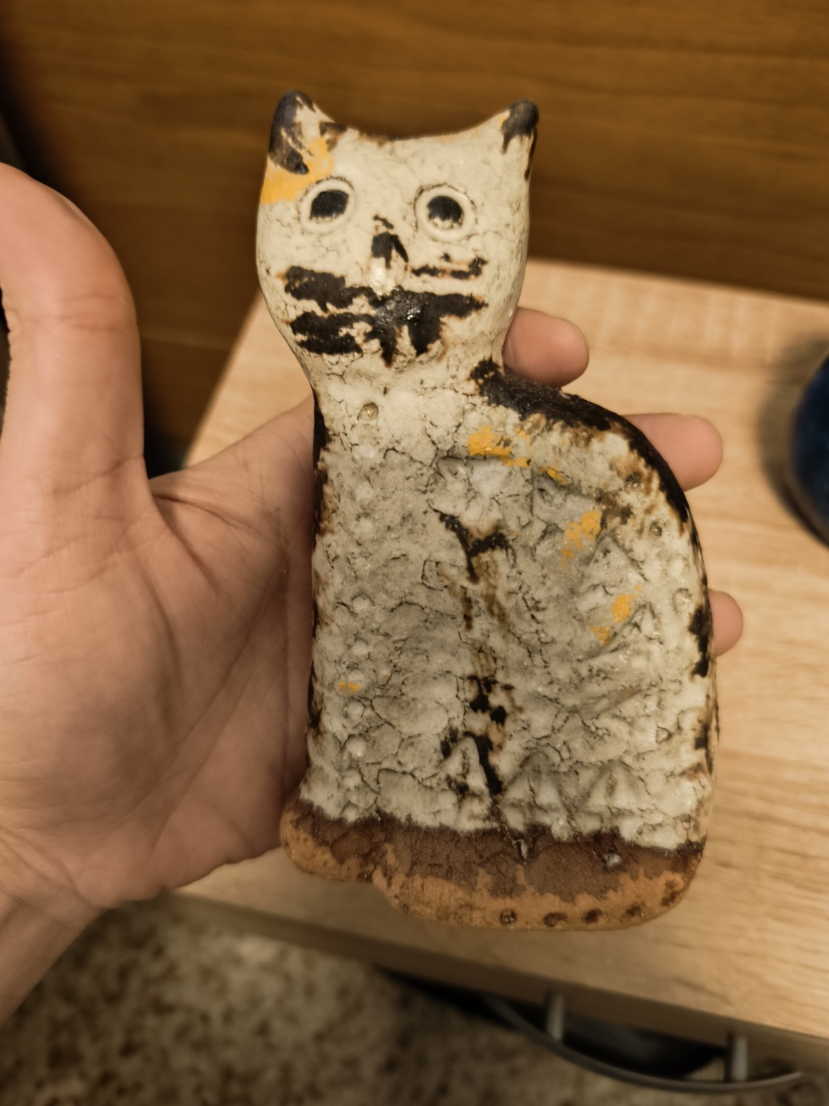 Ceramica Vintage GATTO + COLOMBA BITOSSI ALDO LONDI Cat Bird Scavo Rimini Blu