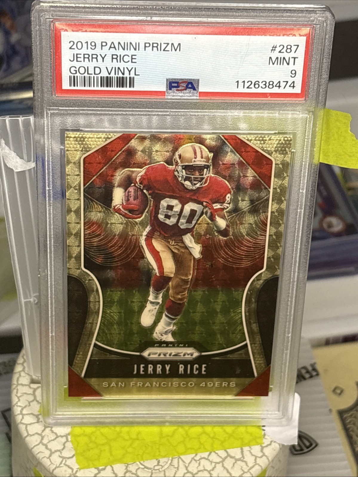 2019 Panini Prizm Jerry Rice #287 Gold Vinyl Prizm /5 PSA 9 Mint