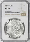 1884-CC $1 Morgan Dollar NGC MS63 Carson City