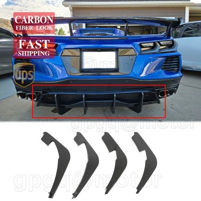 For Corvette C8 Z51 Stingray 2020-2026 Carbon Fiber V5 Add-On Rear Diffuser Fin
