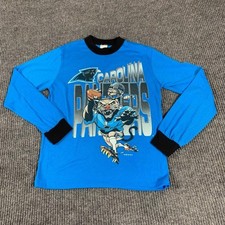 VTG Carolina Panthers Shirt Boys L Womens Small Single Stitch NFL Football 90s
