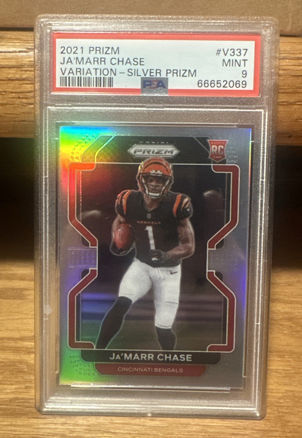Ja'Marr Chase Rookie Card 2021 Prizm Variation Silver Prizm #V337 PSA 9