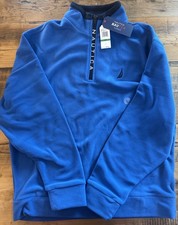 NWT Nautica Men's Classic Fit Logo Pullover Soft Fleece Quarter Zip Sweatshirt L