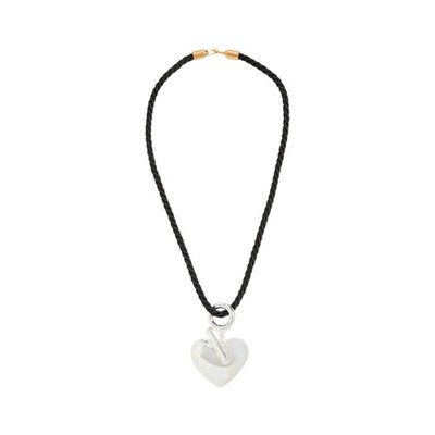 TIMELESS PEARLY Black Cord Necklace with Silver Heart