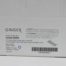 Ginger XX43S-20/SN 20" Hotel Shelf with Towel Bar in Satin Nickel