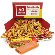 Sugar Daddy Milk Caramel Pops, Bulk & Delicious Fun Size Candy (2 Pounds)