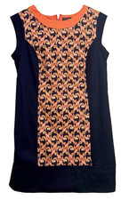 The Webster Miami At Target Sleeveless Shift Dress  12 Navy Blue Fan Pattern