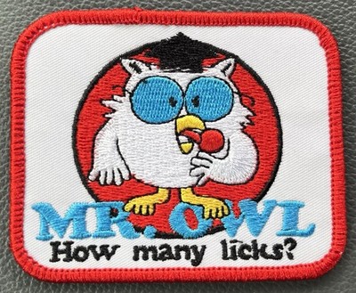 Mr. Owl How Many Licks Tootsie Roll Pop Iron Sew Patch Vintage Style Hat Cap
