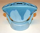 Roseville Pottery Carnelian I Blue Drip Flower Frog Early Mark 1910-1927