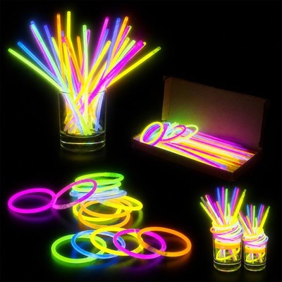 8'' Leuchtstäbe Armband Halsketten Party Gastgeschenke Neon Farbe + Stecker 50-200 Stck.