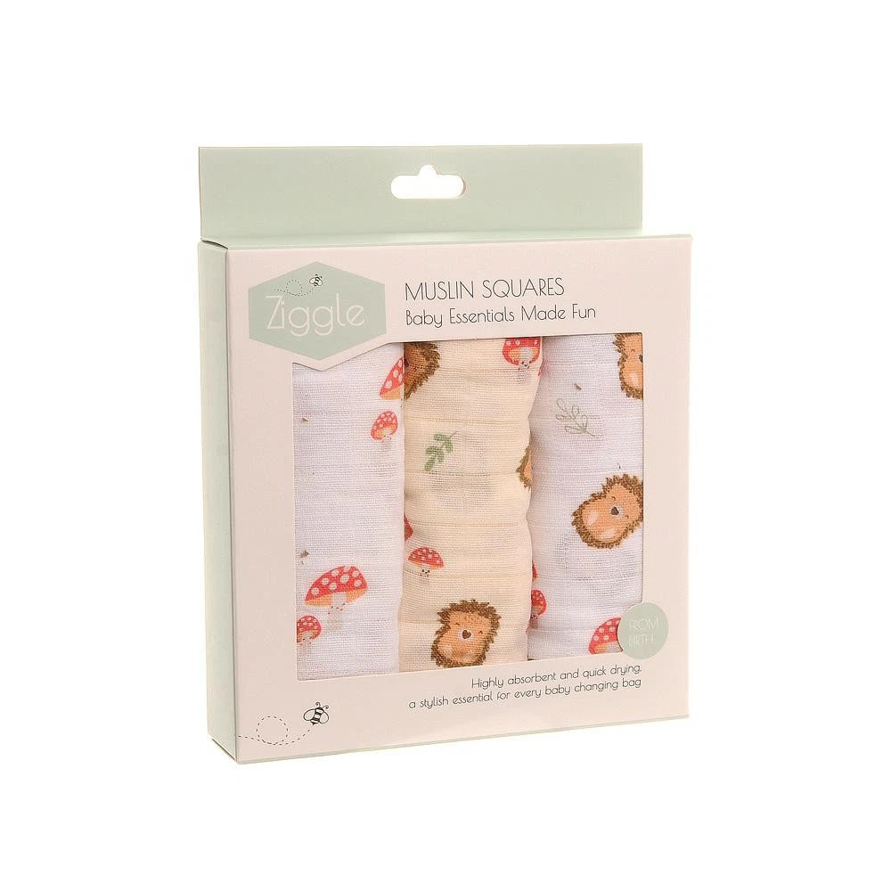 Muslin Squares Baby 3 Pack Woodland Hedghog Mushroom Large Cloths Swaddle
Opens in a new window or t