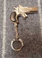Vintage Key Chain Miniature Die-Cast Pistol Victory Double Barrel Hong Kong