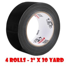 4 Rolls Professional-Grade Water-Resistant Gaffer Tape - Black 2" X 30 Yards