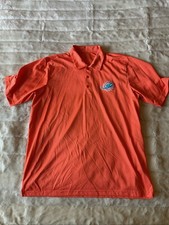 Miami Dolphins Men’s Polo Shirt Large Antigua Short Sleeve Orange White Striped