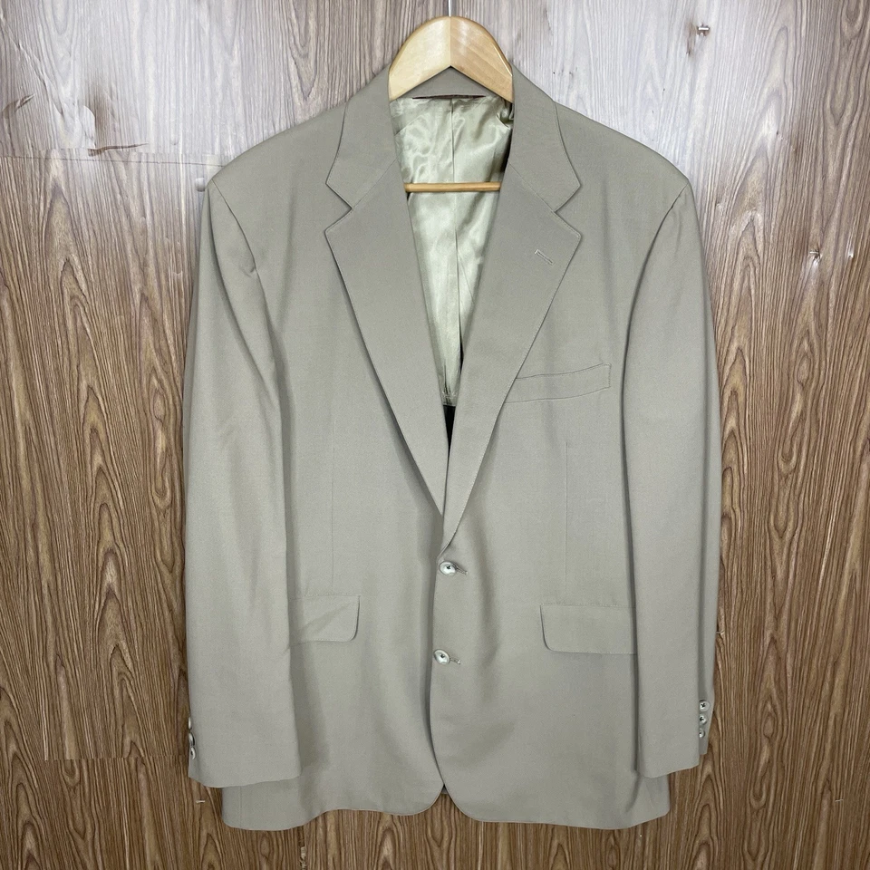 Traje Nordstrom Vintage 3 Piezas Para Hombre 42L 36x32 Beige Poliéster Sólido Chaleco Pantalones Foto 2 de 4