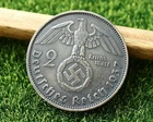 German WW2 100 % Original 2 Mark Silver coin with Paul Von Hindenbug ( 1937-A )