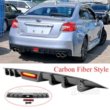 For Subaru Impreza Shark Fins Wing Rear Diffuser Bumper Spoiler Lip w/LED Light