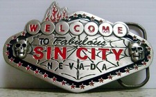 Welcome to Fabulous Las Vegas Nevada Sin City Pewter Belt Buckle 2005 4750C