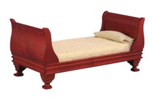 Bambole Casa Slitta Letto Singolo Mogano Miniatura Mobili Camera da 1:12 Scala