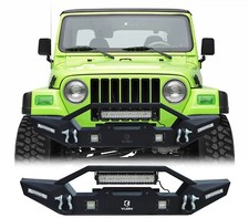 Steel Fits 1997-2006 Jeep Wrangler Tj Front Bumper With Winch Plateled Lights