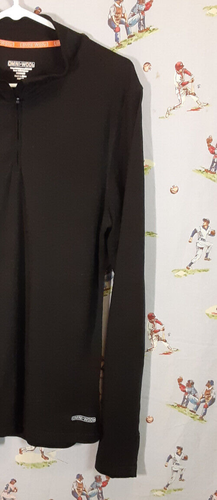 🐏 Omni Wool Mens LARGE Wool Blend 1/4 Zip Pullover Base Layer Thumb Holes Black - Picture 5 of 11