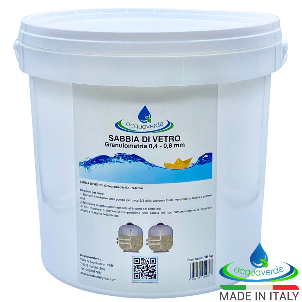 Acquaverde SABBIA DI VETRO FILTRANTE PER POMPE FILTRO INTEX e BESTWAY 10 kg