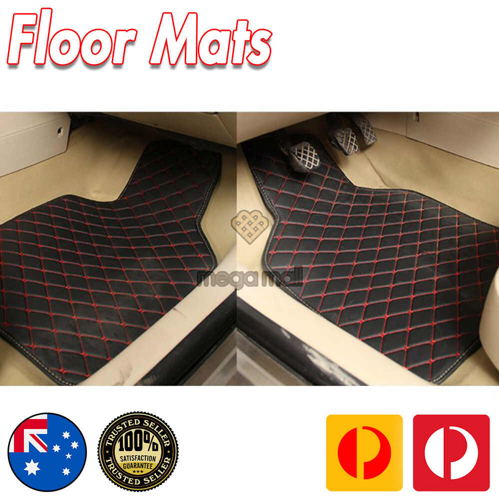 Black Diamond Stitch Floor mats Front & rear PU Leather Waterproof for
